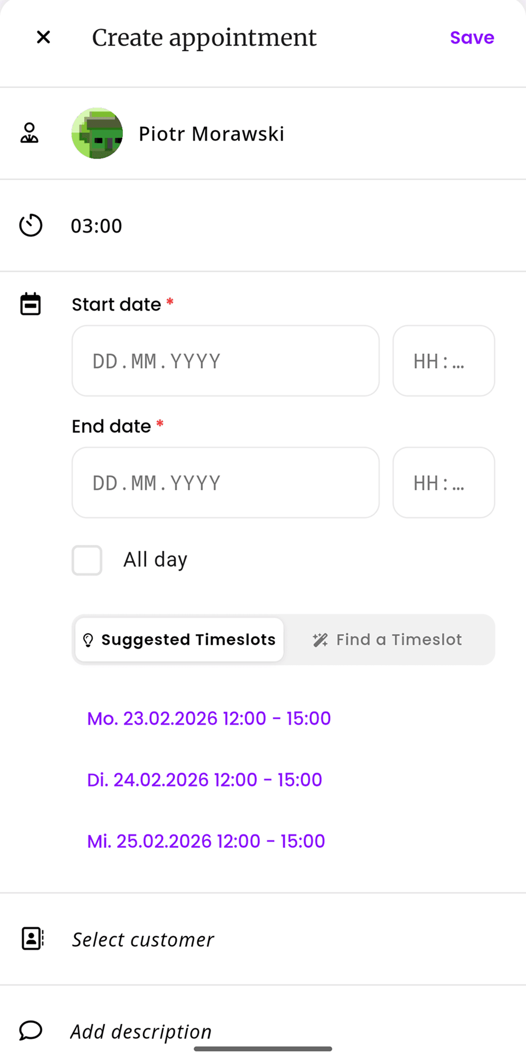 inkStar smart appointment creation calendar for tattoo artists with automated booking, availability management, and client scheduling