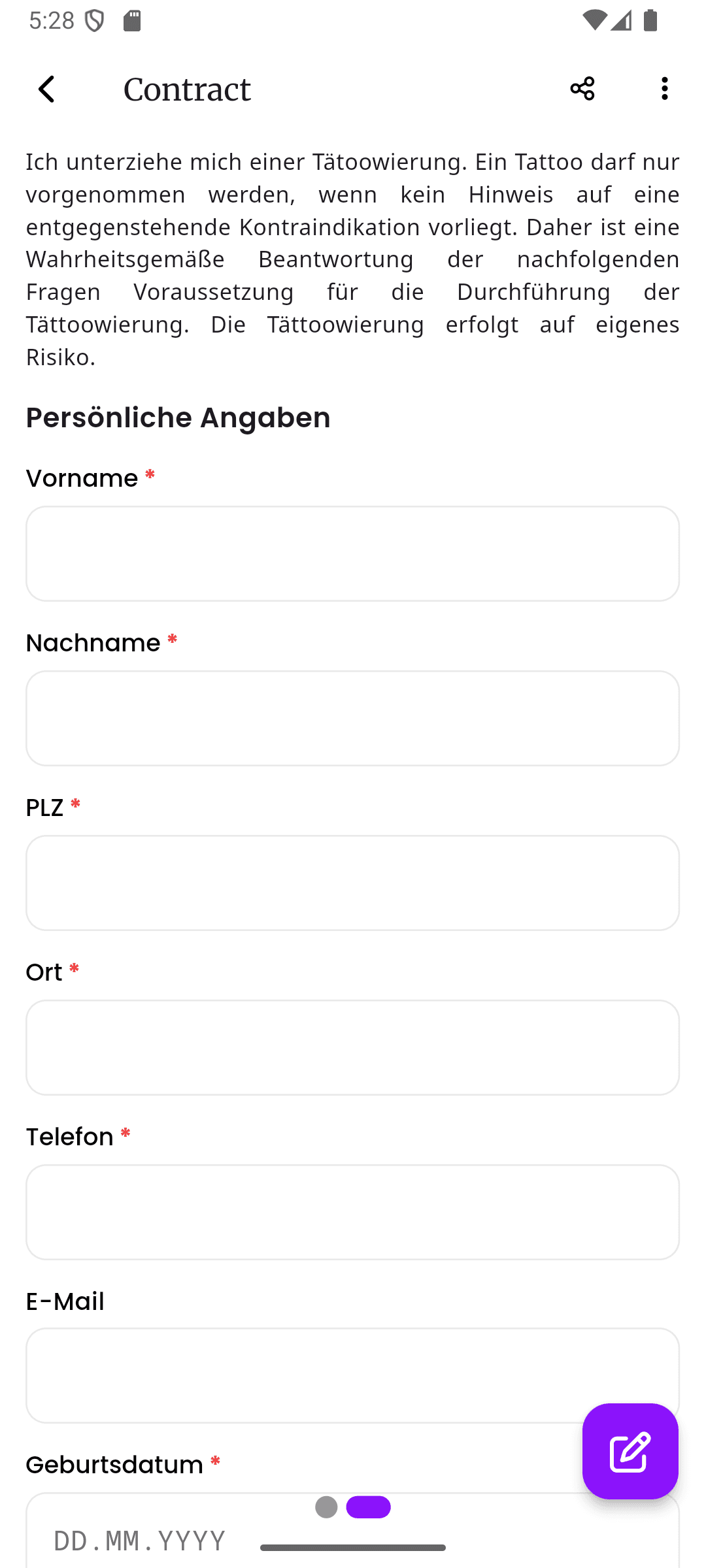 inkStar digitales Einwilligungsformular mit Unterschrift