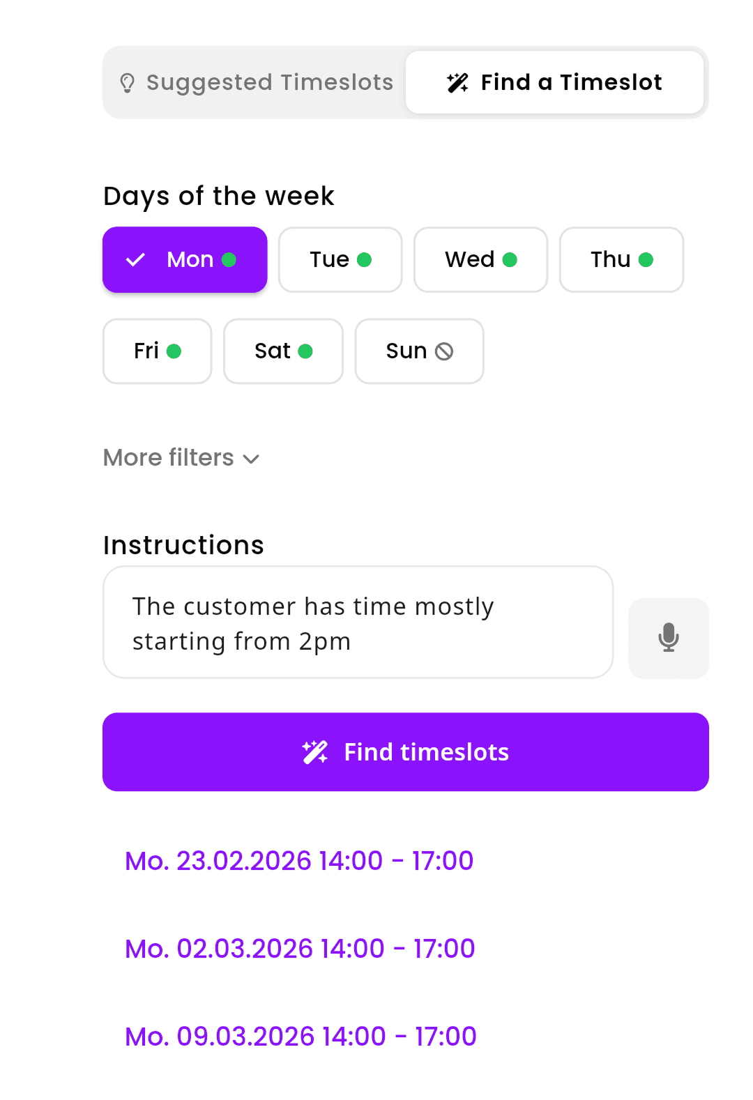 inkStar quick booking interface optimized for barber speed